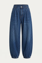 Ensemble en denim corset et jean ballon – vue de face – EMORA