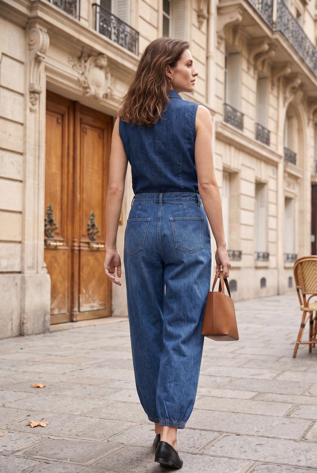 Ensemble en denim corset et jean ballon – Jean – EMORA