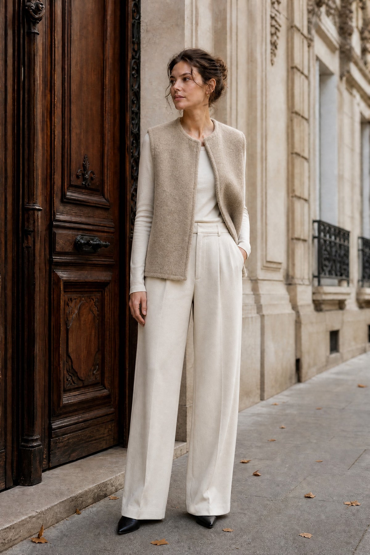 Gilet sans manches effet laine – Beige – EMORA