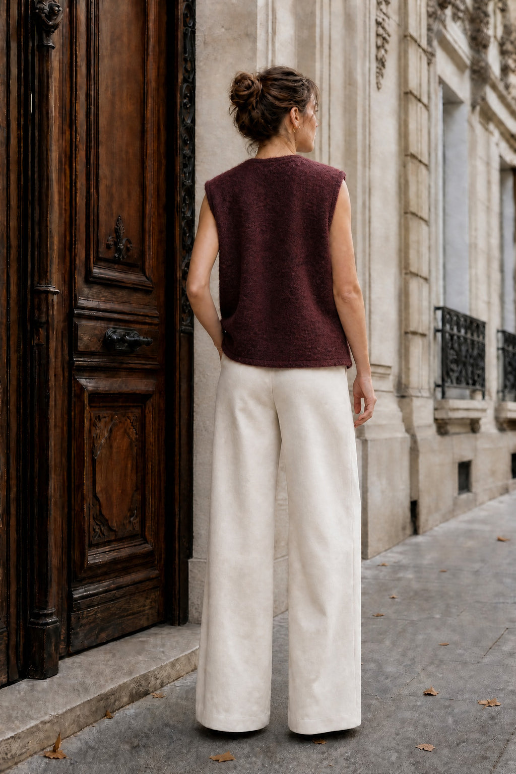 Gilet sans manches effet laine – Bordeaux – EMORA