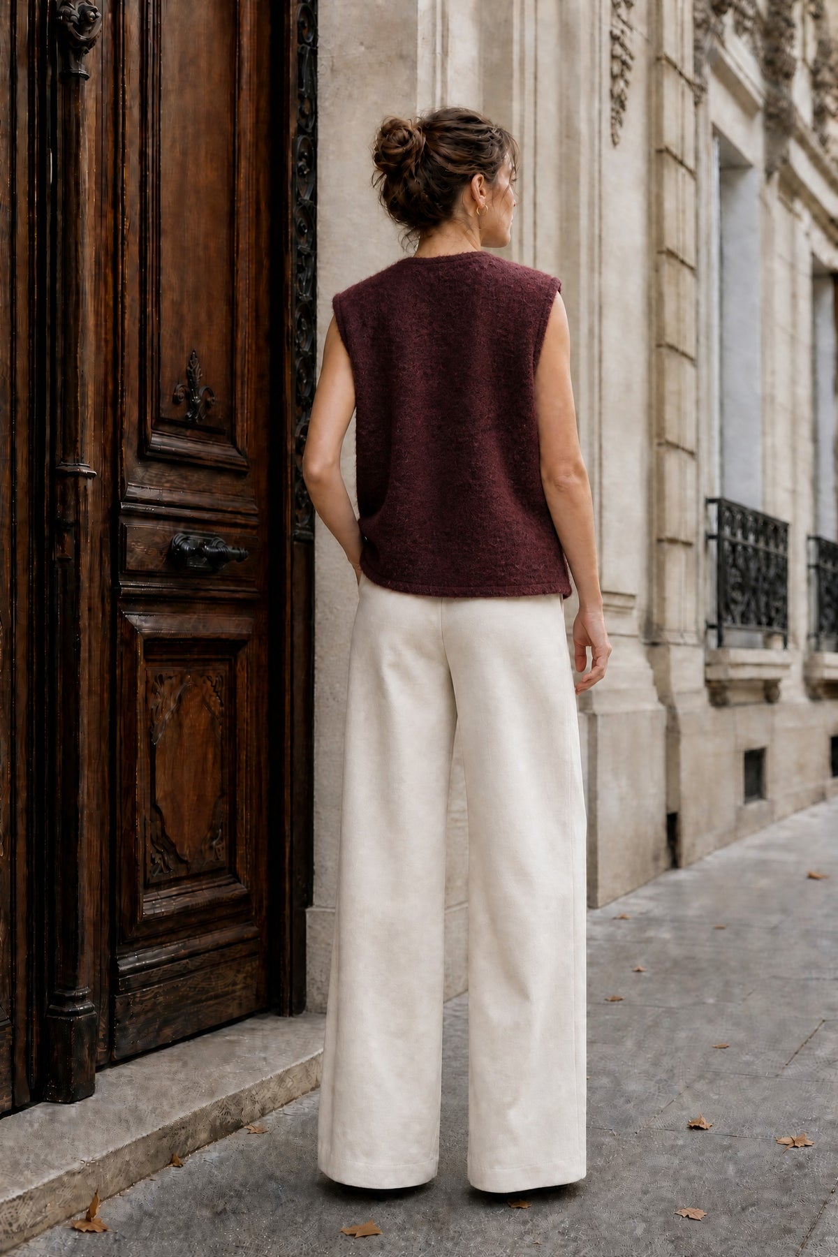 Gilet sans manches effet laine – Bordeaux – EMORA
