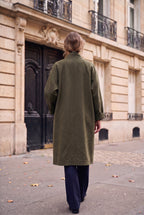 Manteau long oversize ouvert – Kaki – EMORA