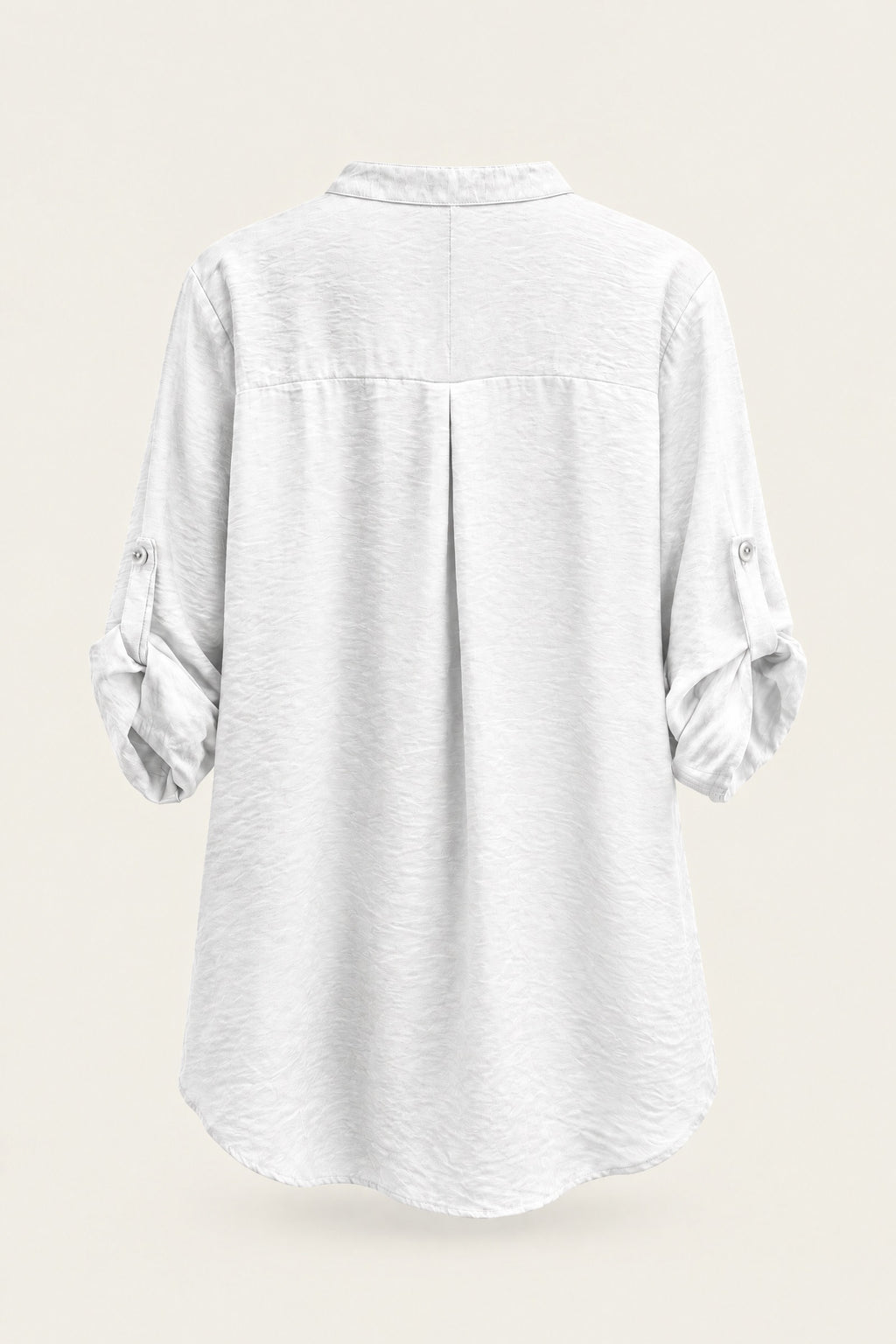 Blouse fluide col V à manches retroussables – Blanc – vue de dos – EMORA