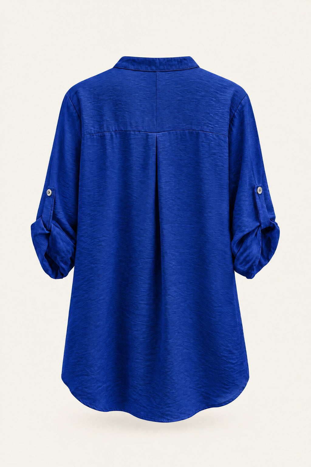 Blouse fluide col V à manches retroussables – Bleu roi – vue de dos – EMORA