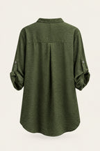 Blouse fluide col V à manches retroussables