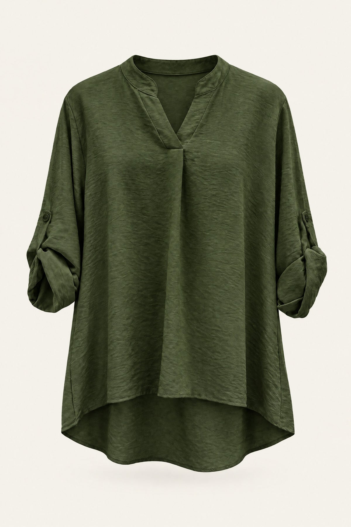 Flowy V-neck blouse with roll-up sleeves