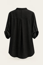 Blouse fluide col V à manches retroussables