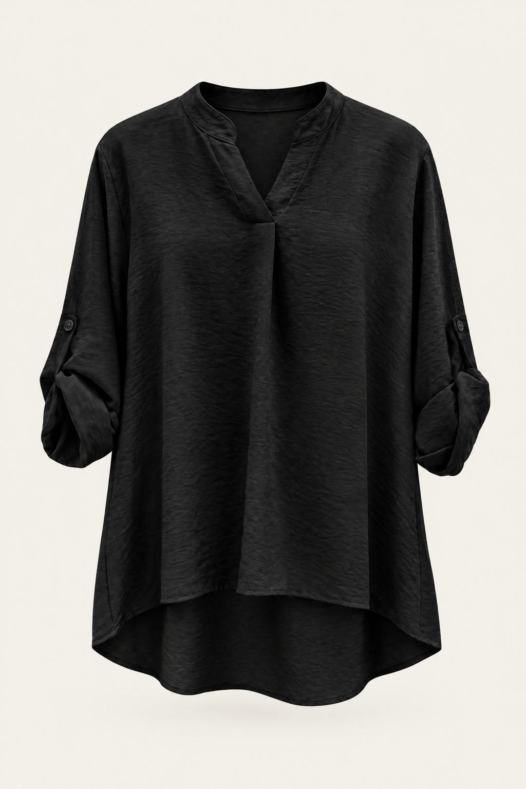 Blouse fluide col V à manches retroussables