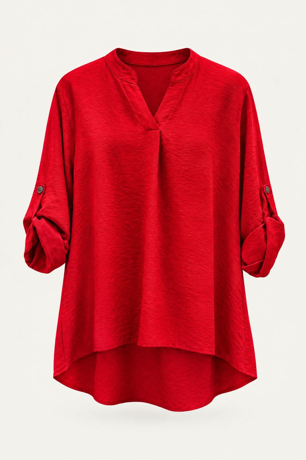 Blouse fluide col V à manches retroussables
