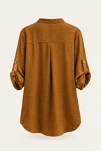 Blouse fluide col V à manches retroussables