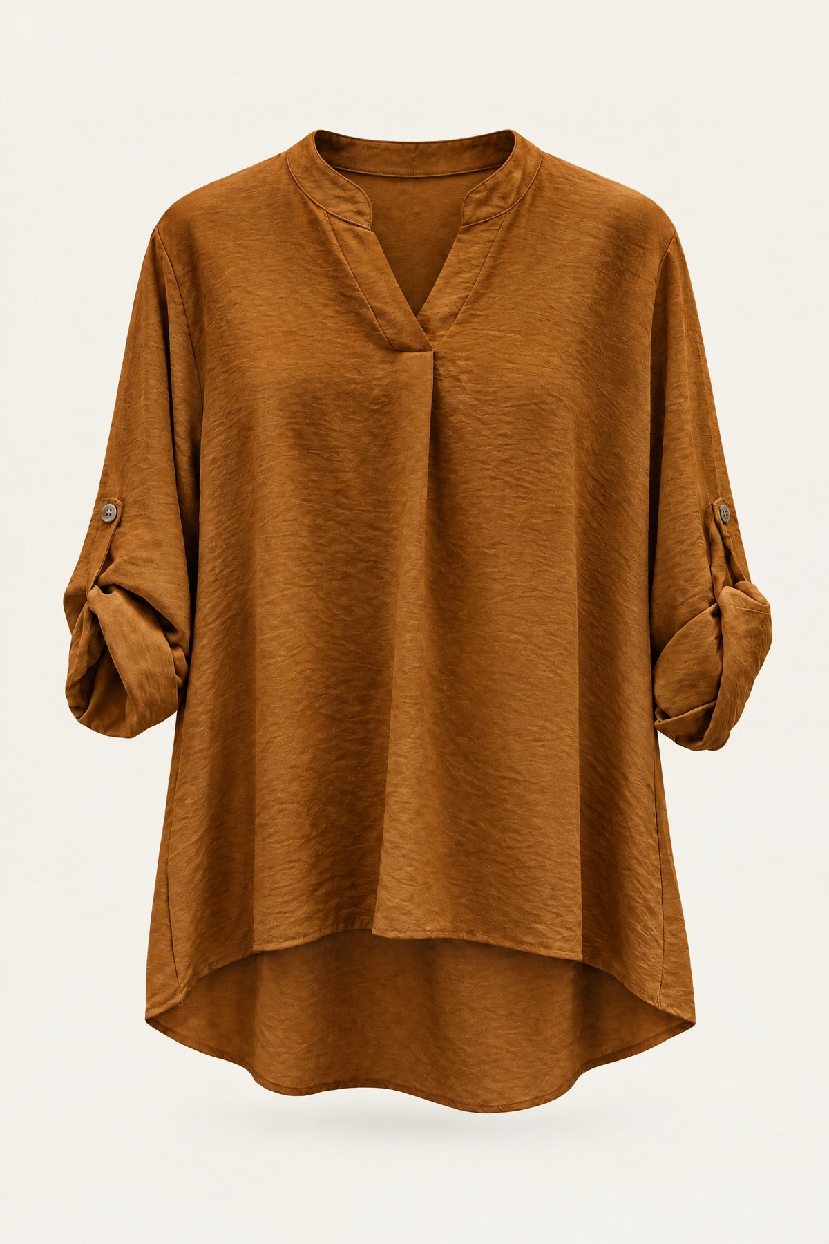 Flowy V-neck blouse with roll-up sleeves