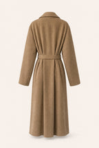 Manteau long ceinturé à revers – Camel – vue de dos – EMORA