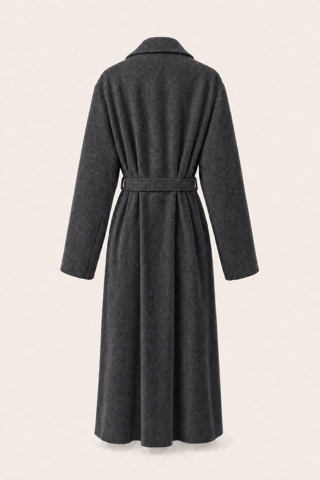 Manteau long ceinturé à revers