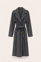 Manteau long ceinturé à revers