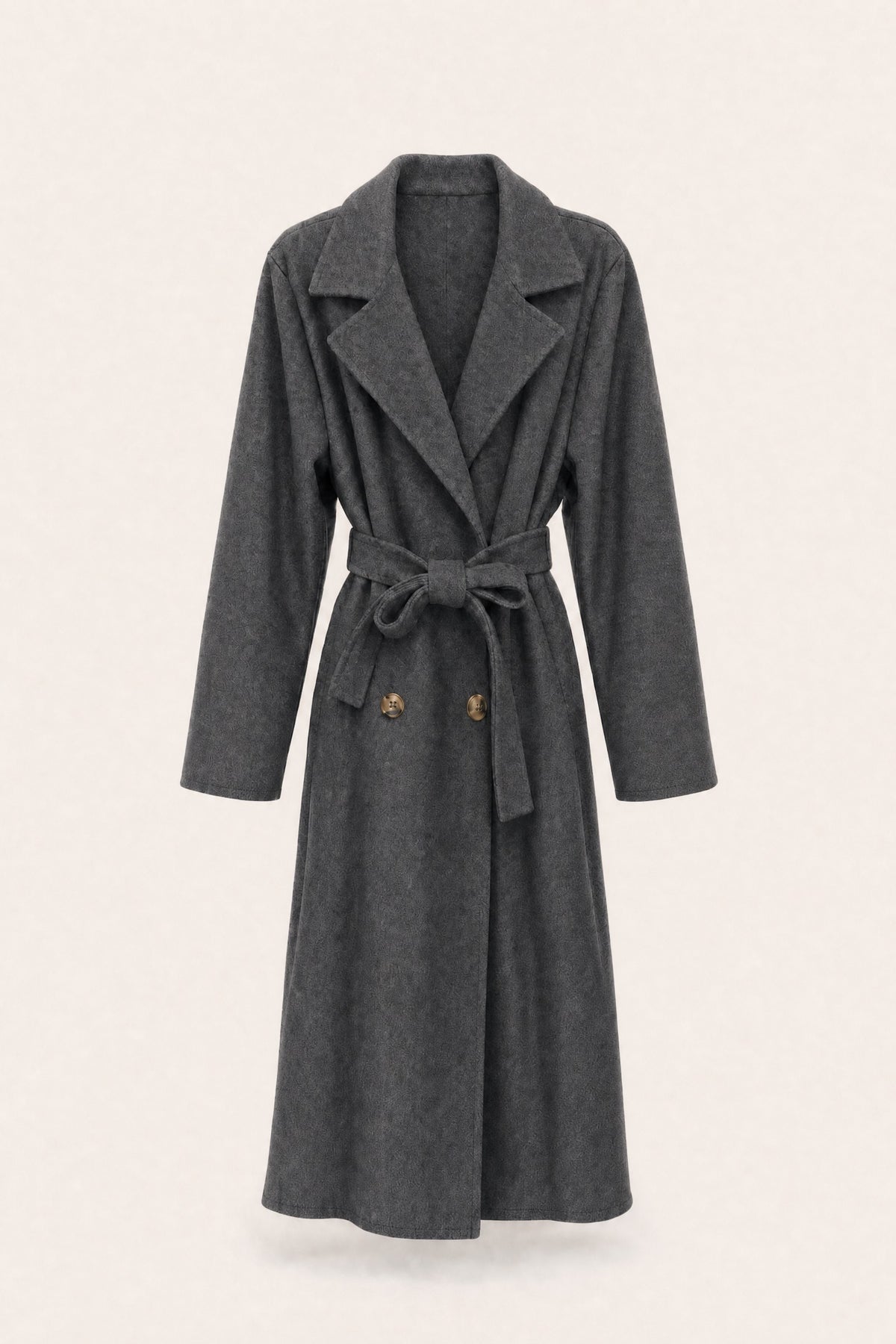 Manteau long ceinturé à revers