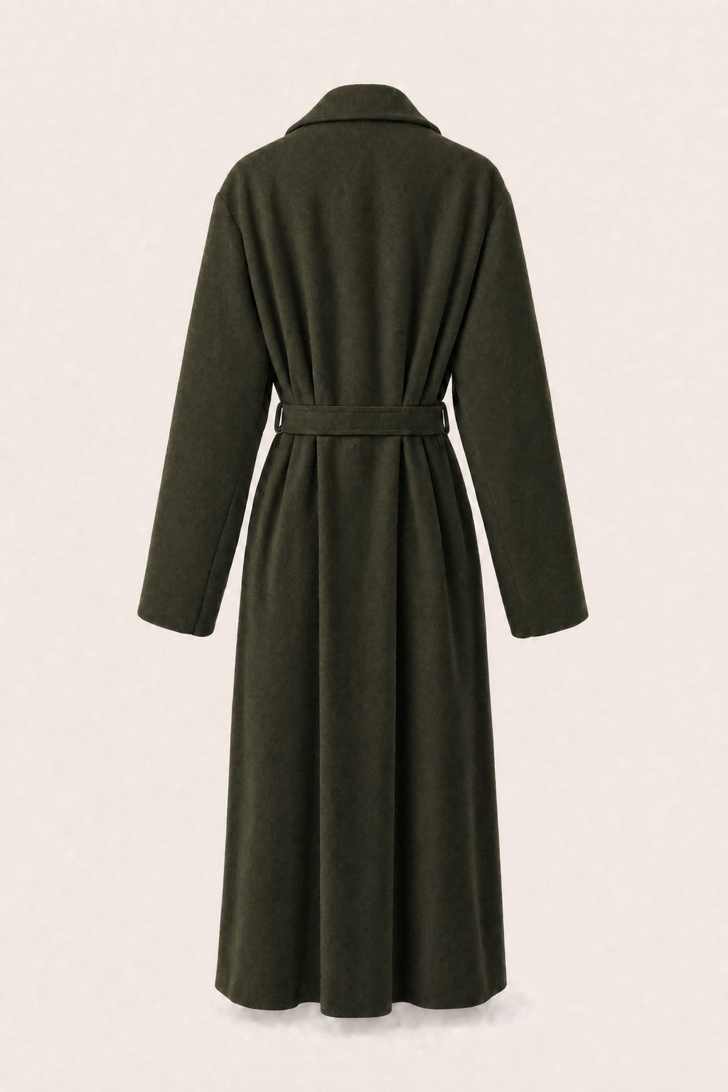 Manteau long ceinturé à revers