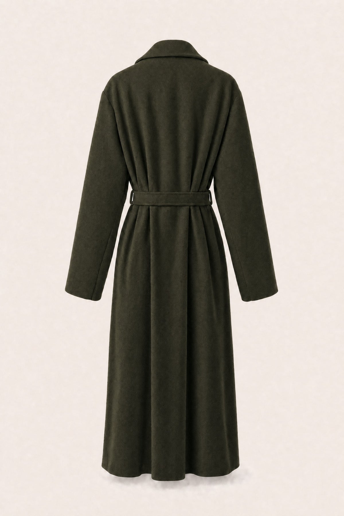 Manteau long ceinturé à revers