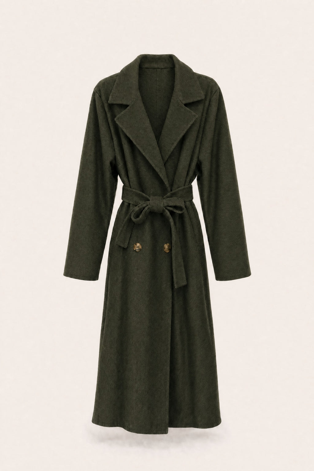 Manteau long ceinturé à revers