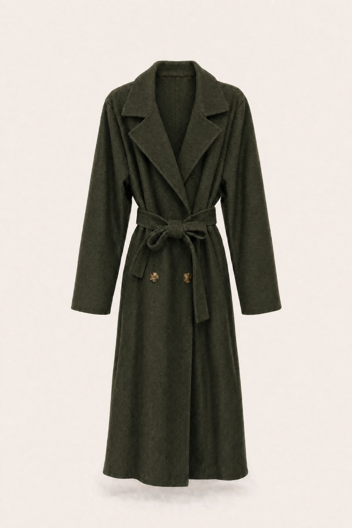 Manteau long ceinturé à revers