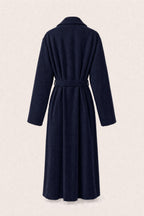 Manteau long ceinturé à revers – Marine – vue de dos – EMORA