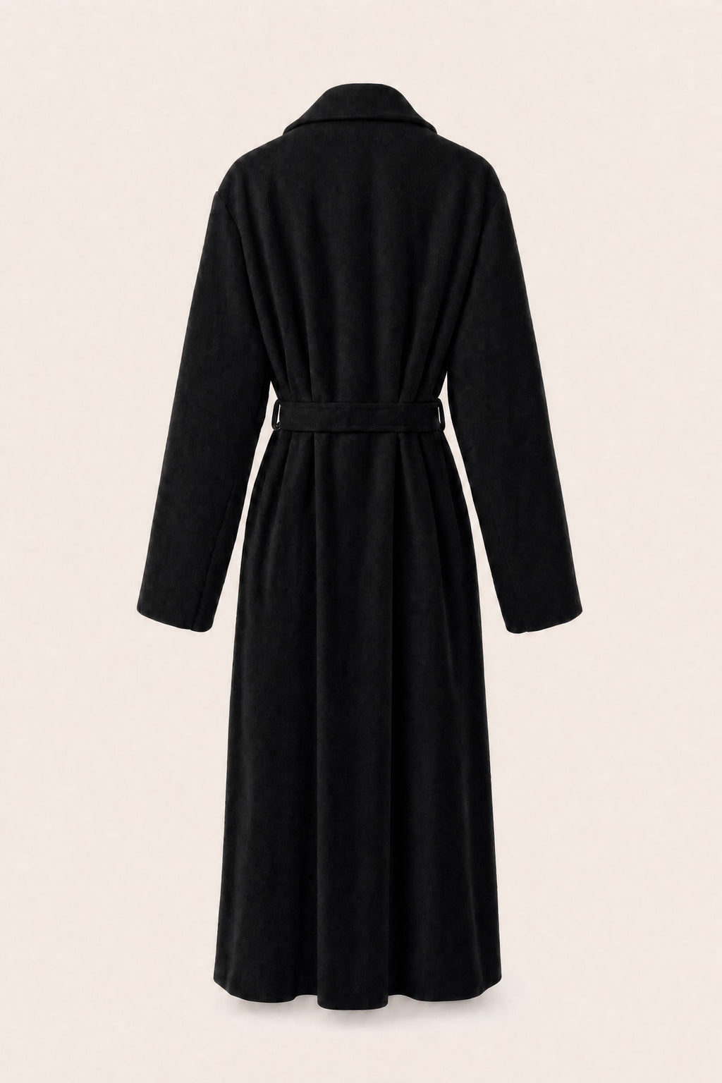 Manteau long ceinturé à revers