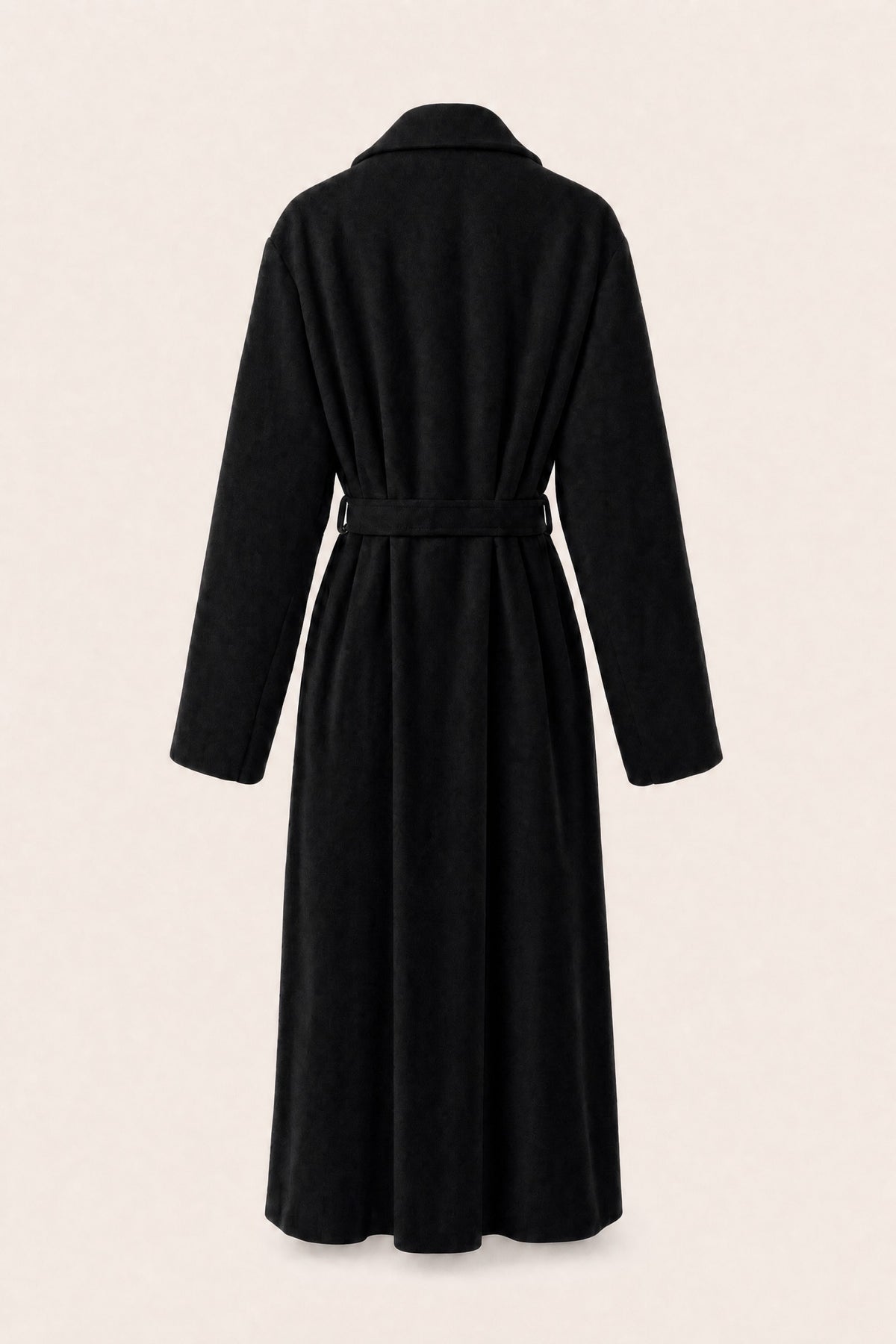 Manteau long ceinturé à revers
