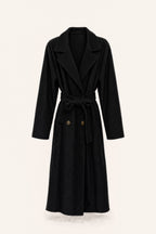 Manteau long ceinturé à revers