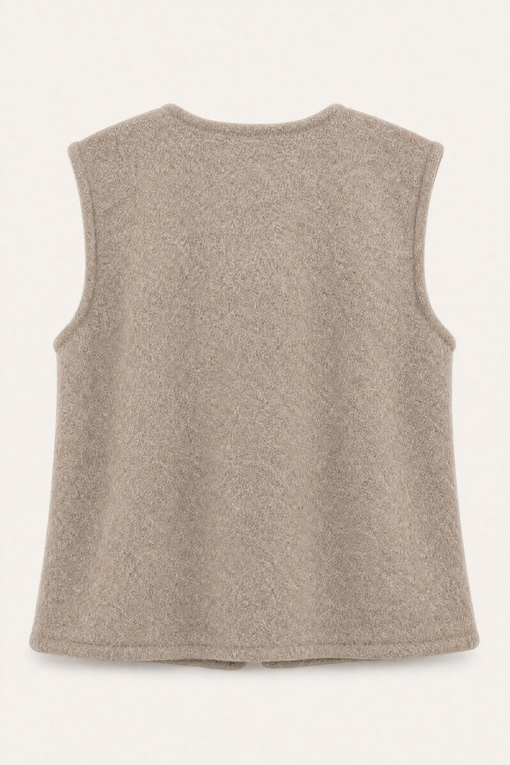 Gilet sans manches effet laine – Beige – vue de dos – EMORA