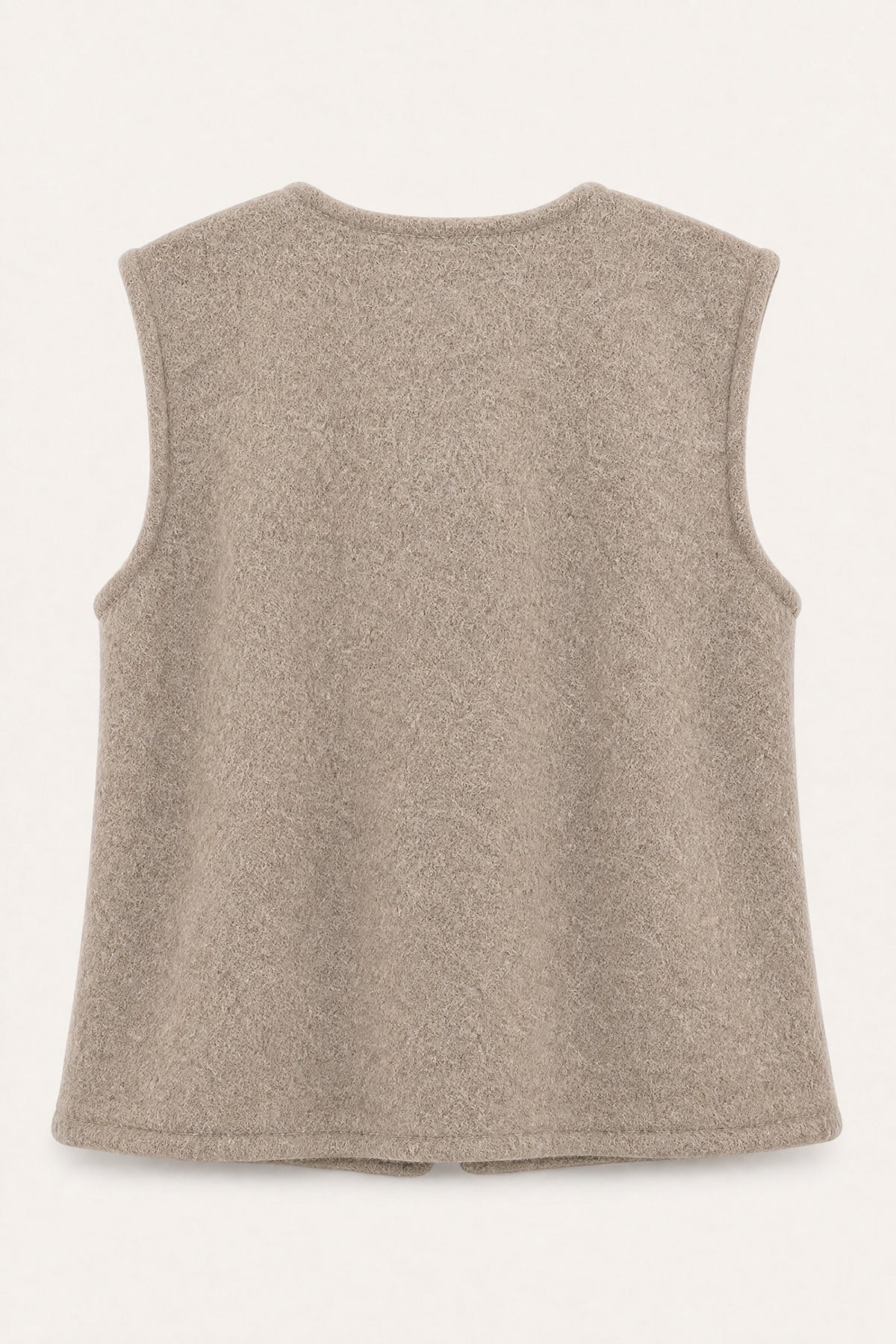 Gilet sans manches effet laine – Beige – vue de dos – EMORA