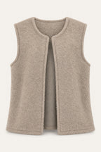 Gilet sans manches effet laine – Beige – vue de face – EMORA