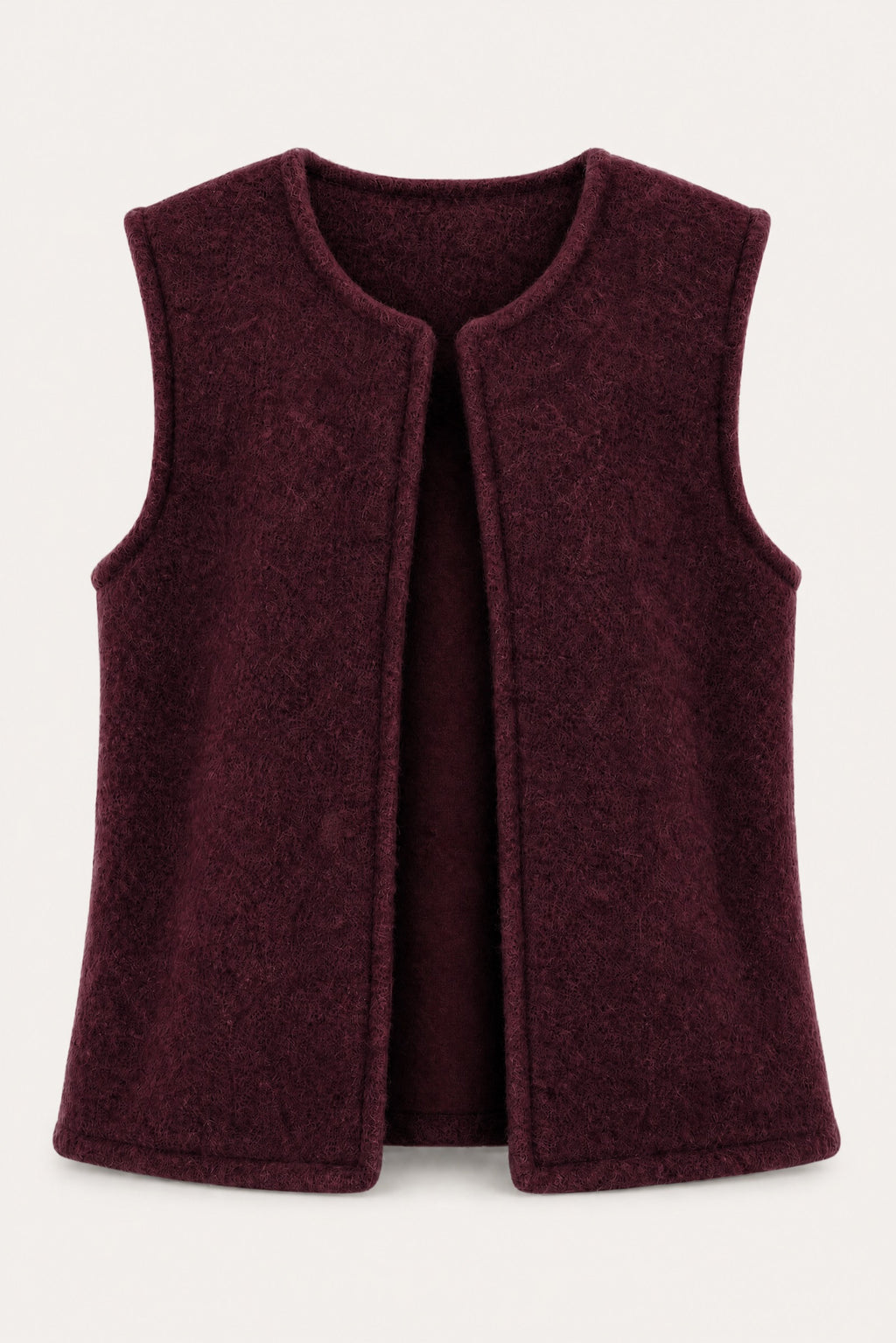 Gilet sans manches effet laine – Bordeaux – vue de face – EMORA