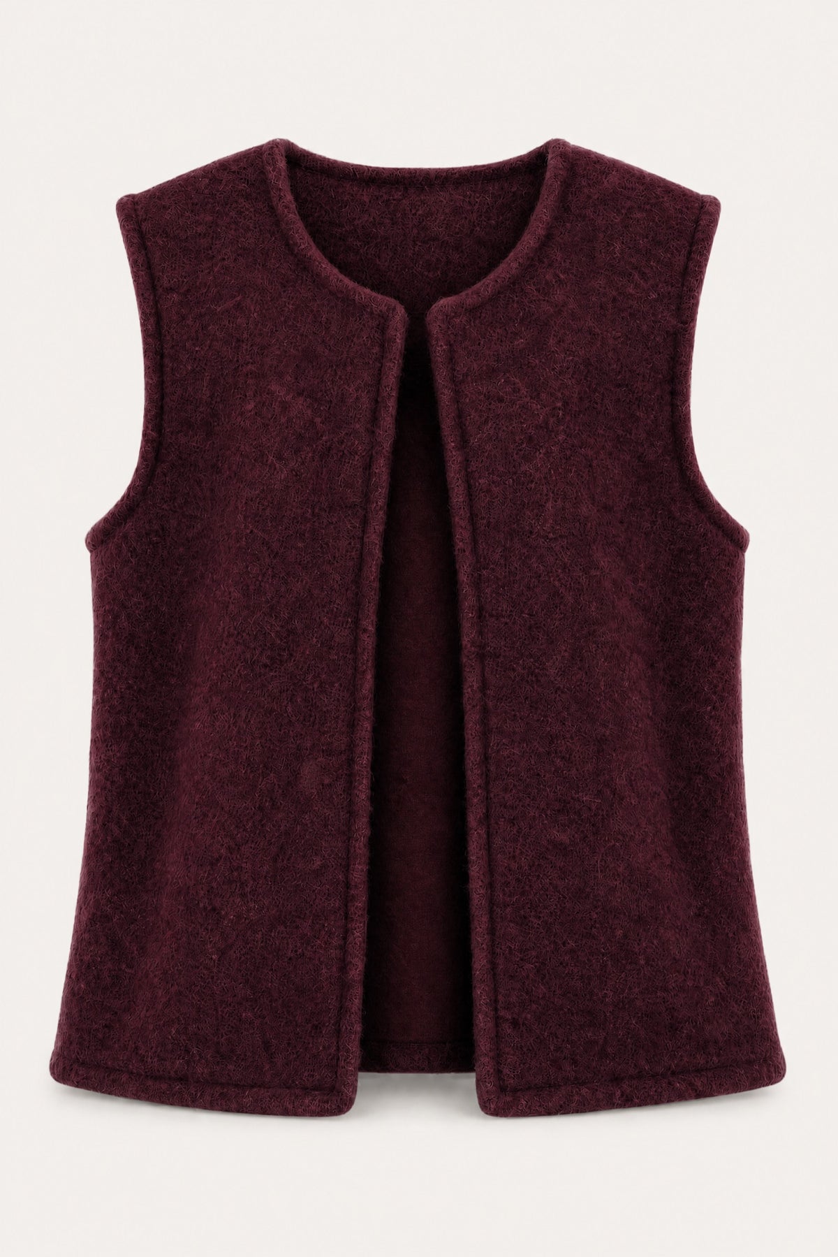 Gilet sans manches effet laine – Bordeaux – vue de face – EMORA