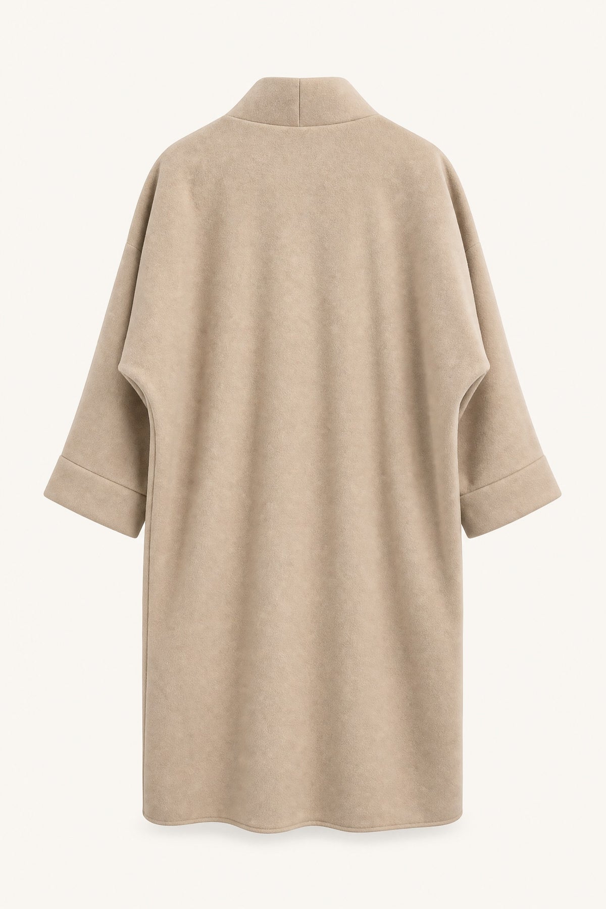 Manteau long oversize ouvert – Beige – vue de dos – EMORA