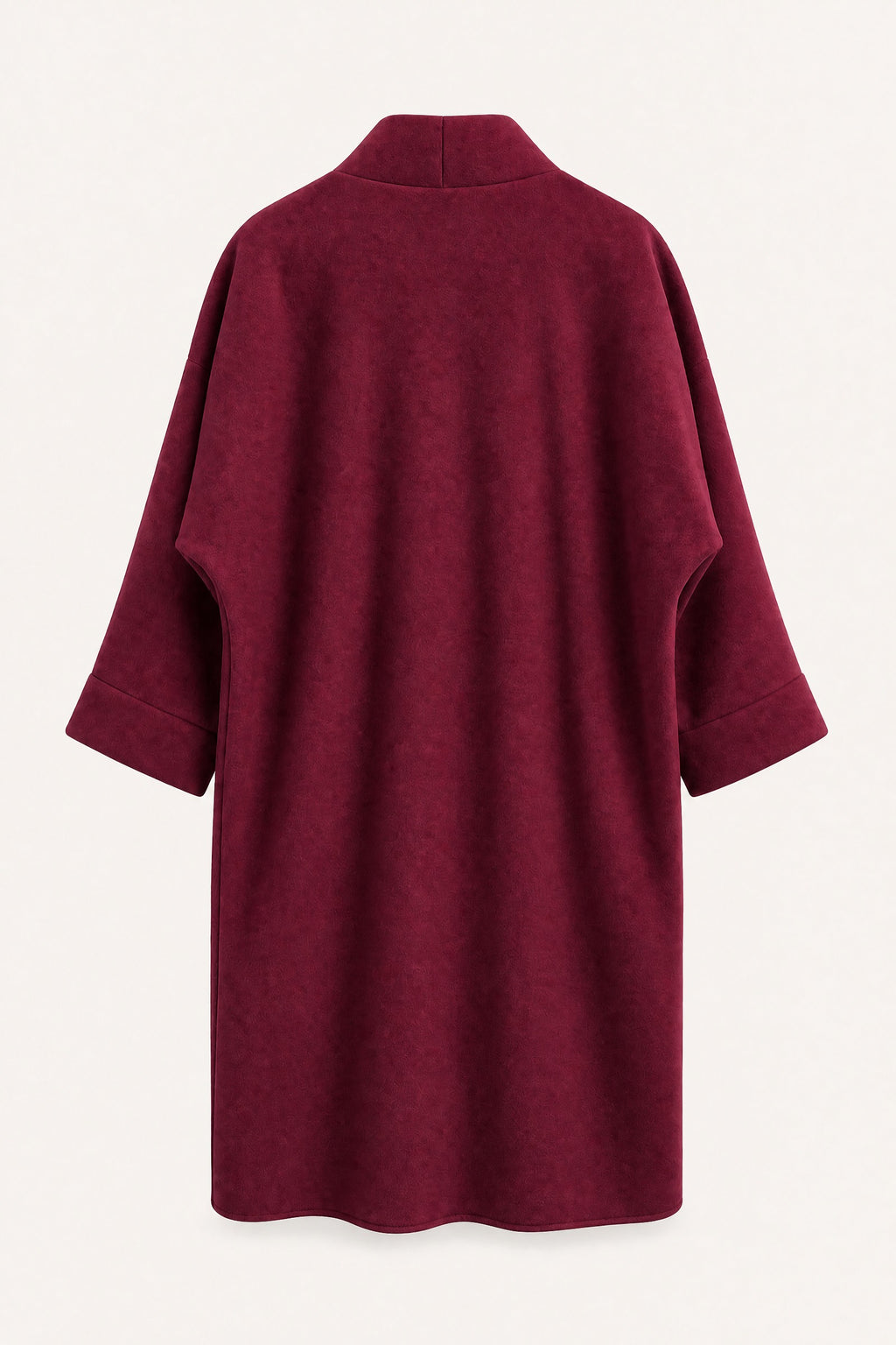 Manteau long oversize ouvert – Bordeaux – vue de dos – EMORA