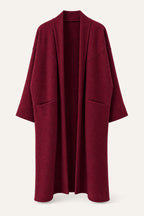 Manteau long oversize ouvert – Bordeaux – vue de face – EMORA