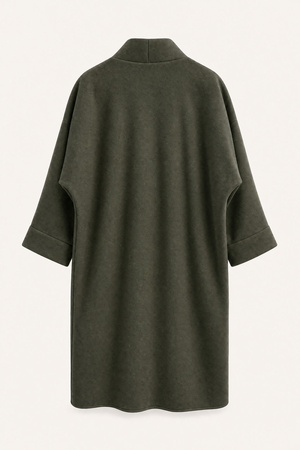 Manteau long oversize ouvert – Kaki – vue de dos – EMORA