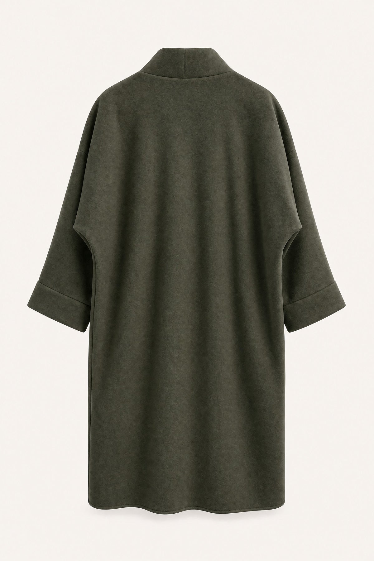 Manteau long oversize ouvert – Kaki – vue de dos – EMORA