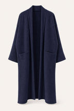 Manteau long oversize ouvert – Marine – vue de face – EMORA