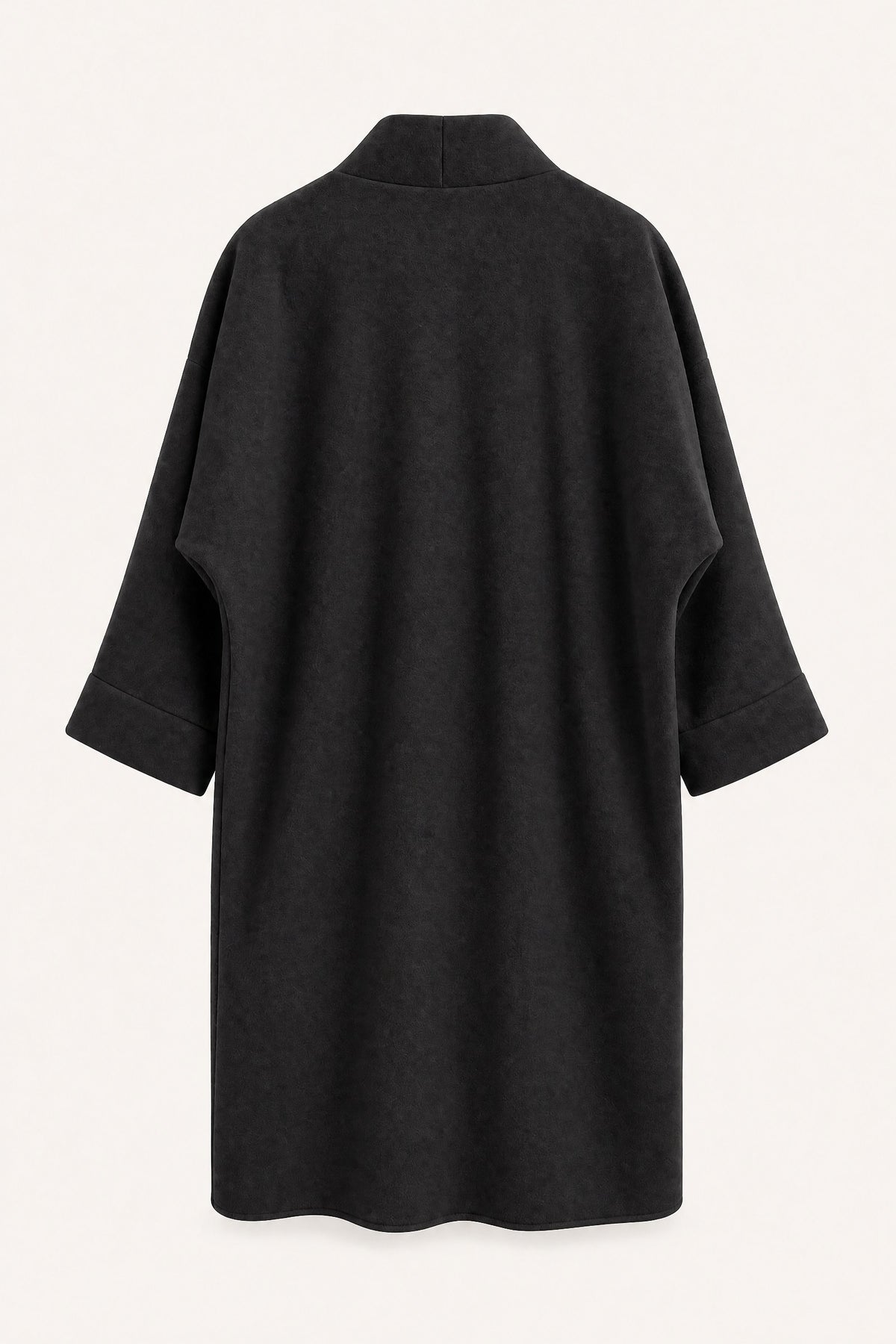 Manteau long oversize ouvert – Noir – vue de dos – EMORA