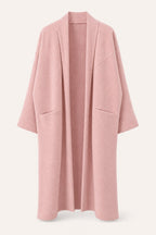 Manteau long oversize ouvert – Rose – vue de face – EMORA