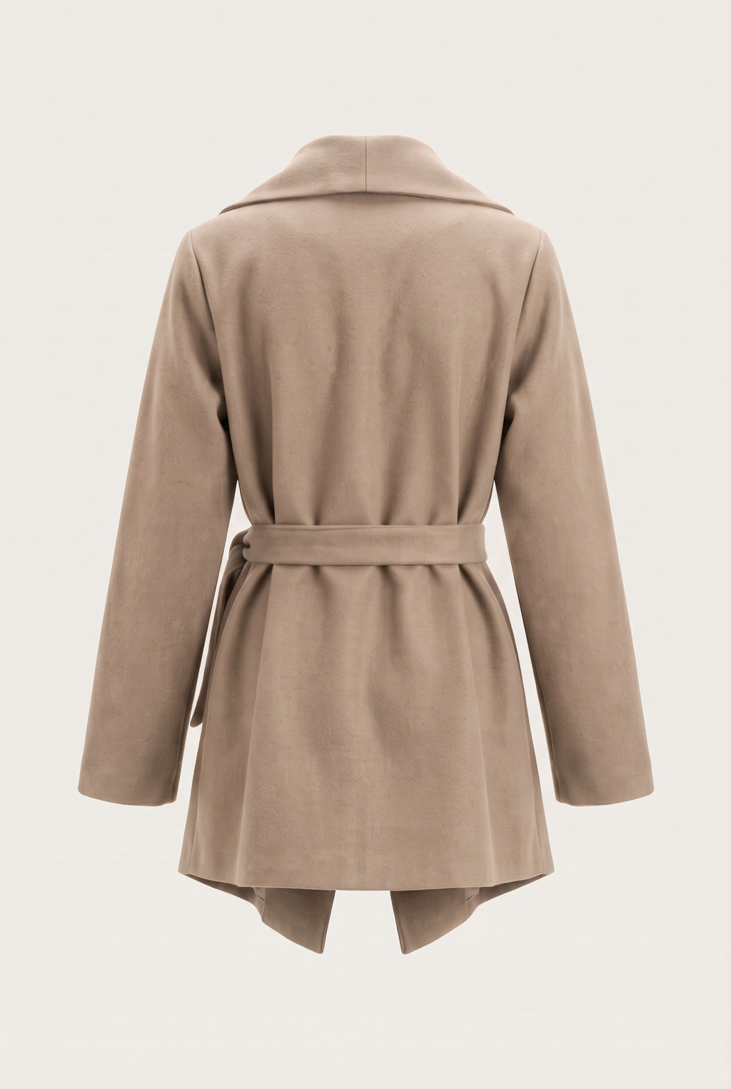 Manteau court ceinturé à col cascade