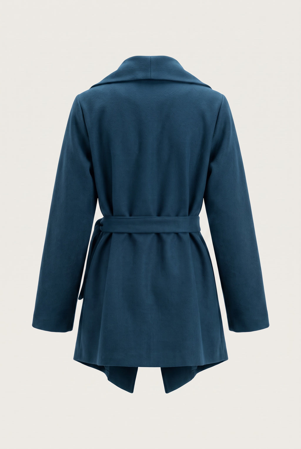 Manteau court ceinturé à col cascade