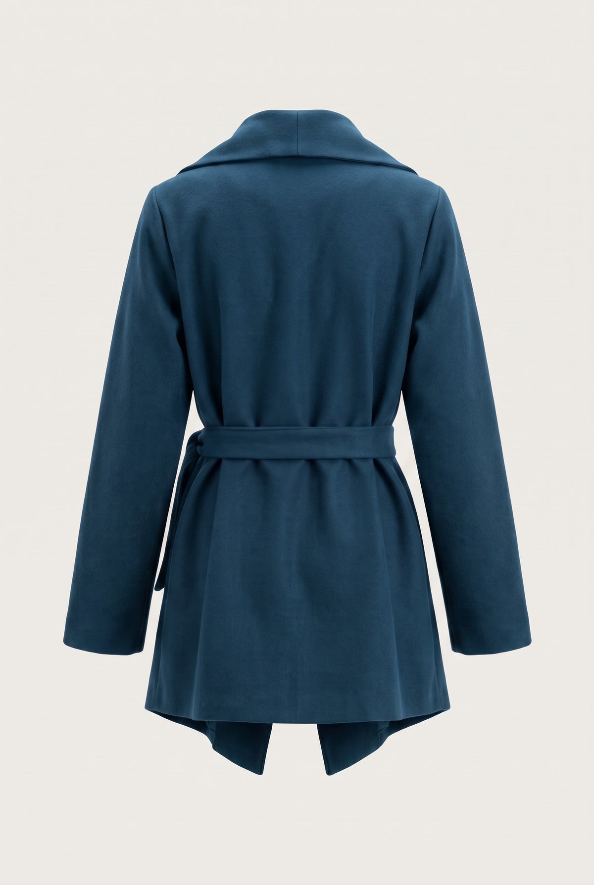 Manteau court ceinturé à col cascade