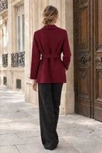 Manteau court ceinturé à col cascade