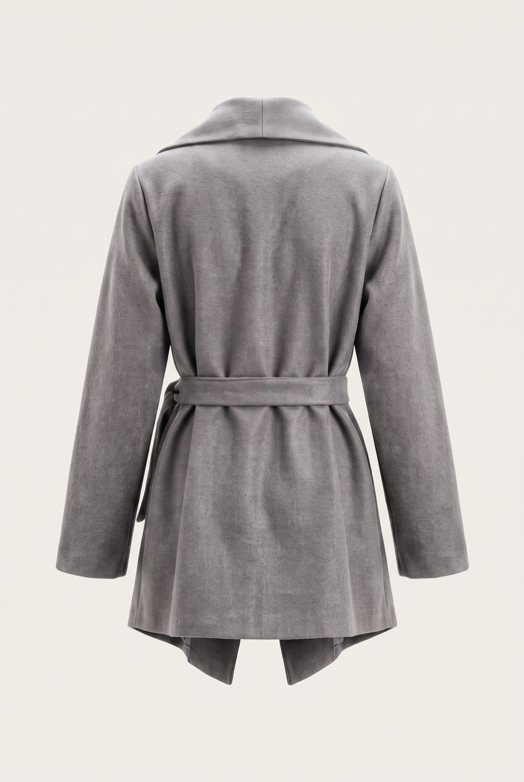 Manteau court ceinturé à col cascade