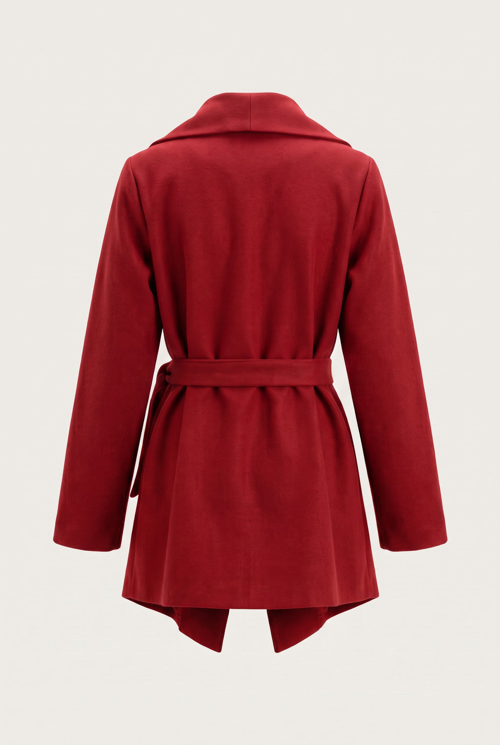 Manteau court ceinturé à col cascade