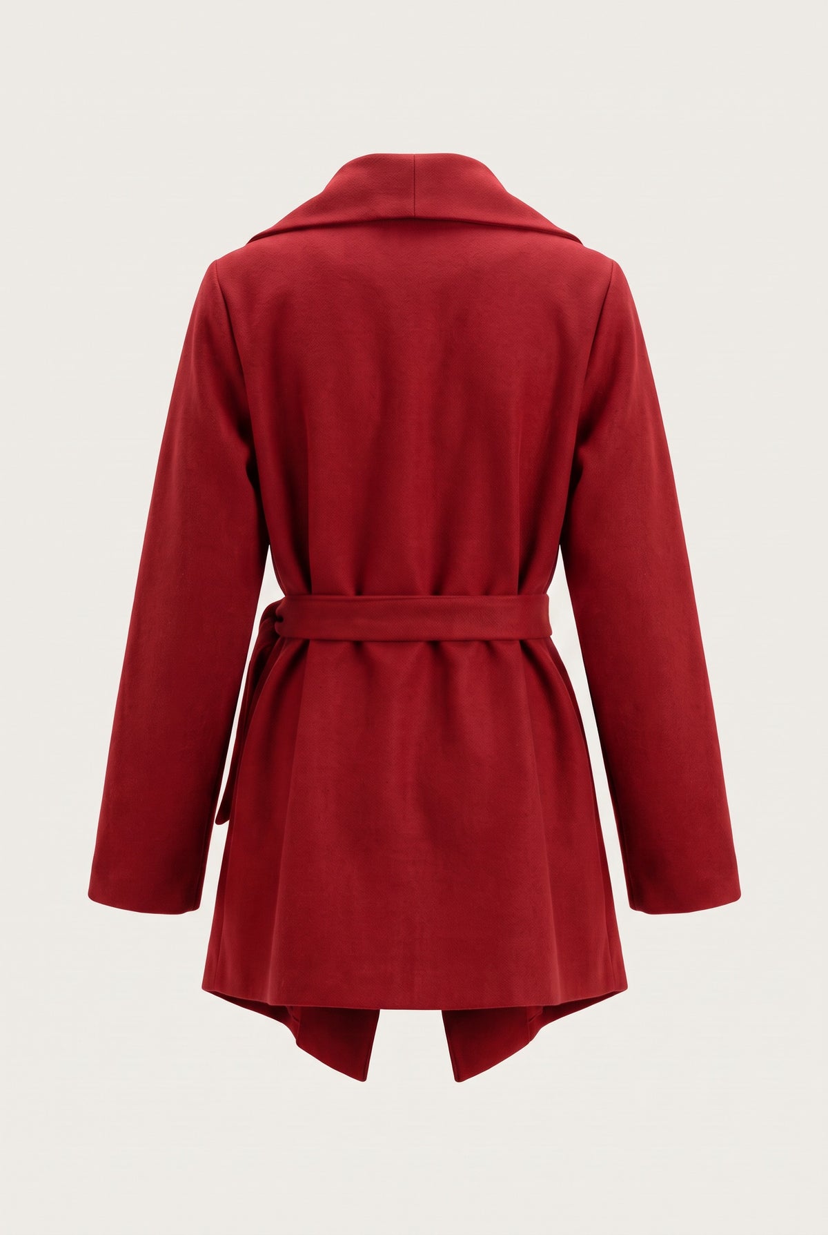 Manteau court ceinturé à col cascade