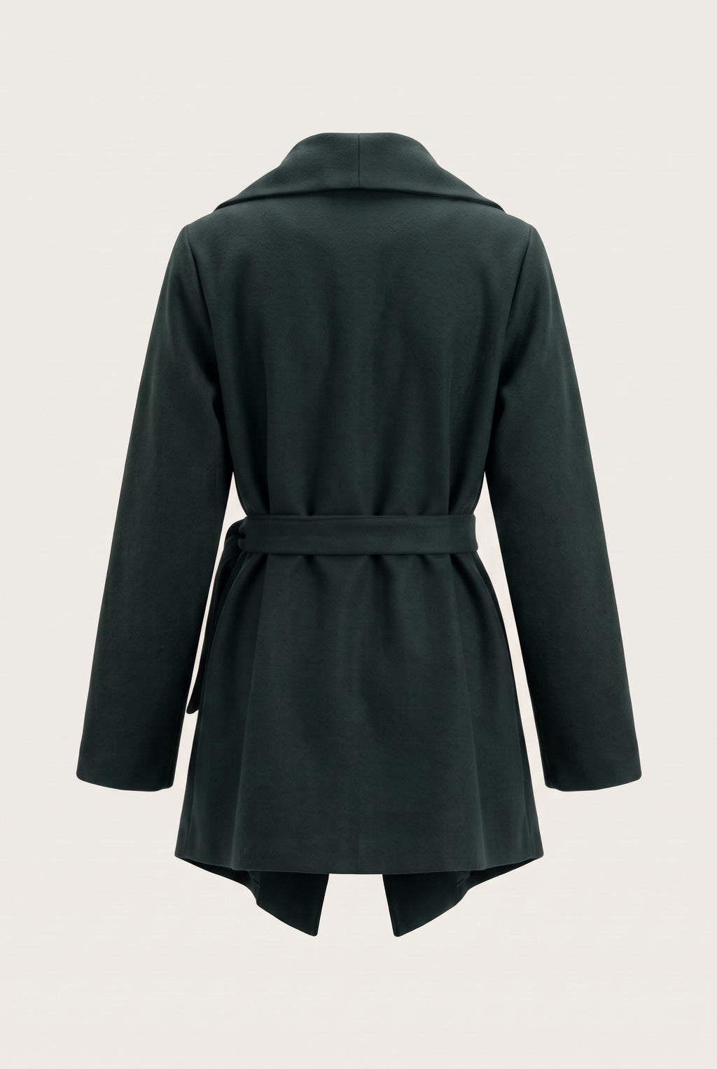 Manteau court ceinturé à col cascade