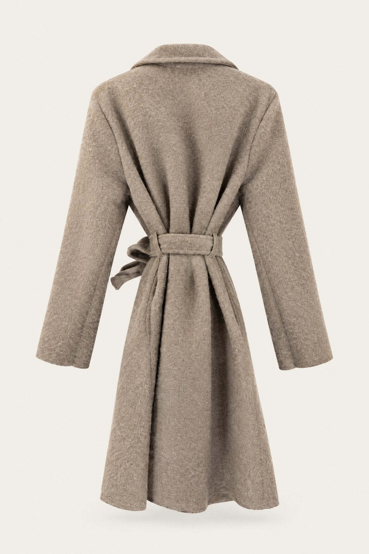 Manteau court bouclé ceinturé
