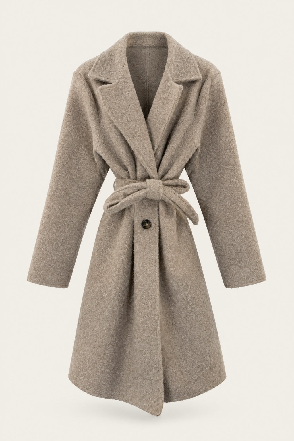 Manteau court bouclé ceinturé